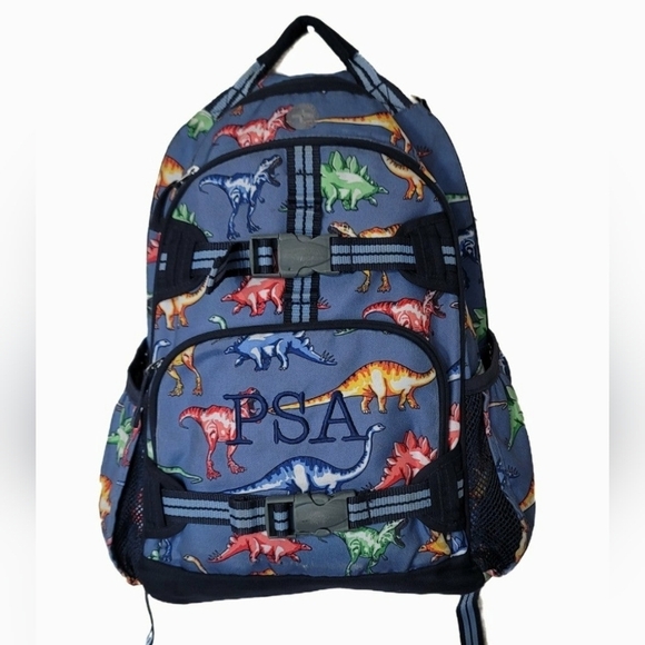 Pottery Barn Other - Pottery Barn Kids Blue Dinos Large Mackenzie Backpack Monogram PSA